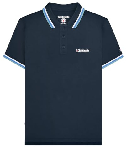 Lambretta Mens Triple Tipped Polo Shirt - Navy (White/Blue/Smoke Blue) - XL