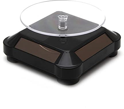 ZORESCOLEO Rotating Display Stand 360 Degree Solar Power Rotating Turntable Display Stand for Photography Show Black Silver