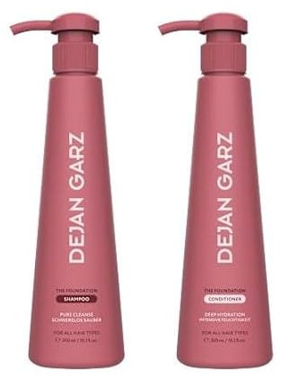 Dejan Garz The Foundation Set – Shampoo & Conditioner – Pure Cleanse & Deep Hydration – Vegane Haarpflege für alle Haartypen – 2x 300ml + Purlife Sticker