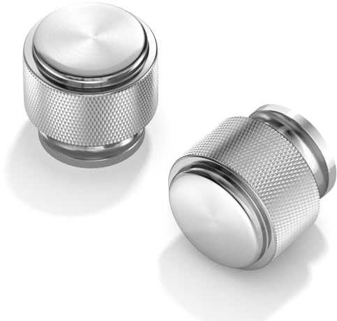 FURNIWARE 10 Stück Möbelknöpfe Gebürsteter Nickel, Schubladenknöpfe Silber Gerändelte, küchenknöpfe Knauf 25mm, Schrankknöpfe Türknauf Runde, Kommode für Schränke, Kleiderschrank
