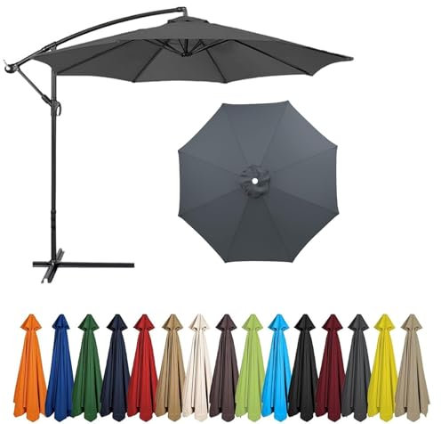 BLGVGKLPNT Toile de Rechange pour Parasol 4,0-2,0 Mètres 6/8 Baleines, Extérieur Auvent de Remplacement,Toile Parasol, Auvent de Remplacement Parasol déporté (8ribs:4m/13.1ft,Gris)