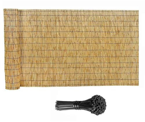 Rouleau De Clôture en Roseau,Canisse en Roseau Naturel 1.5x5m 2x5m 1m20x5m 1m50x3m 1m80x15m 1x10m 0.3x9m 0.6x13m 0.8x7m,Canisse Bambou,Brise Vue Jardin en Bambou pour Terrasse