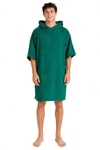 100% Baumwolle Surfponcho: Frottee Badeponcho & Umkleidetuch Erwachsene | 100 % Baumwoll-Frottee, Kapuze, Seitentasche, S-M: 165-180 cm, L-XL: 183-195 cm, Unisex, überall umziehen, Maschinenwäsche