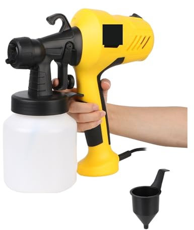 Pistola per verniciatura, Spruzzatore di vernice elettrico con serbatoio di vernice, utensili elettrici, aerografo ad alta potenza con controllo del flusso, 800 ml, Verniciatura liscia