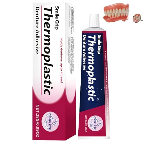 Thermoplastischer Prothesenkleber, bequemer, nicht klebender, langlebiger Reliner, Zahnkleber für Zähne, verbessert Passform, Komfort und Stabilität für lose Prothesen (1 STÜCK)