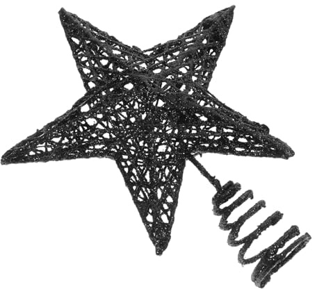 TOGEVAL Schwarze Weihnachtsbaumspitze aus Robustem Eisen mit Spiralkonus Glitzernder Stern Baumspitze für Christbaum Deko Elegante und Langlebige Baumspitzen-Dekoration für Xmas Party und
