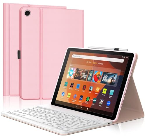 WAVATA Tastatur für Fire HD 10 2023 13th /HD 10 Plus 10.1'' 2021, Rosa