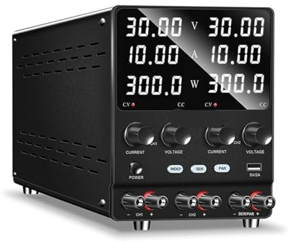 Fuente de alimentación CC de doble canal 30 V 10 A, fuente de alimentación regulada de conmutación ajustable, independiente serie/paralelo 60 V 120 V(SPS3010-2KD 30V10A, AC 110V)