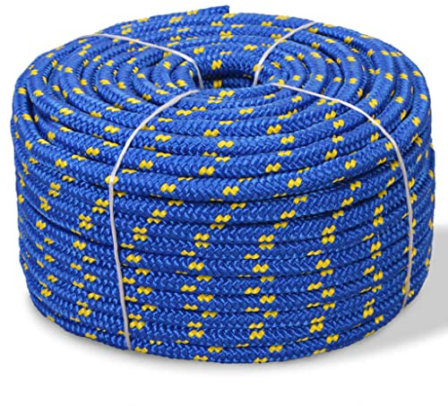 QJBSAVVA Corda per barche in polipropilene, 16 mm, 50 m, blu, corda in plastica galleggiante per barche, barche a vela e yacht, robusta corda da ormeggio per fissaggio, imbracatura e trascinamento