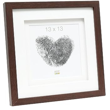 Deknudt Frames Bilderrahmen mit doppeltem Passepartout -Braun - S65KQ1 für Bildgröße 13x13cm - Bilderrahmen Holz MDF - Bilder aufhängen oder ausstellen