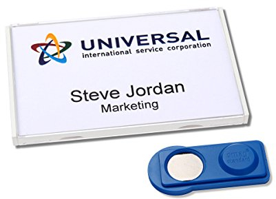 Badgepoint vista40 Namensschilder (63x40mm, 20 Schilder mit Magnet, verdrehsicher, mit Druckbogen für Namenskarten und Vorlagen zum Bedrucken, magnetische Namensschilder für Kleidung) weiß
