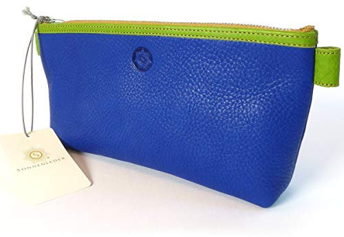 SONNENLEDER - hochwertiges Stiftemäppchen BERIT GROSS Farbe: Blau/Hellgrün *Echtes Leder*