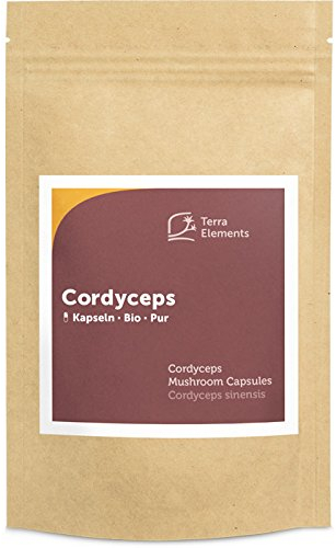 Terra Elements Bio Cordyceps Kapseln (400 mg, 150 St) I Cordyceps sinensis I Chinesischer Raupenpilz I 100% rein I Vegan I Rohkost