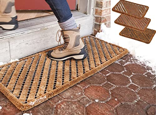 WILSONS DIRECT - Heavy Duty Door Mat Scraper Indoor Outdoor Wire Boston Brush Coir Doorway Mat (45x75cm)