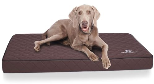 Knuffelwuff Orthopädische Hundematte Juna Hundebett aus laser gestepptem Kunstleder waschbar Hunde ortho orthopädisch memory XXXL 136x84cm Braun Übergröße für große Hunde