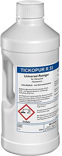 Tickopur R33 (2 liter), Ultraschallflüssigkeit für Vergaser und vieles mehr | Reinigungskonzentrat mit Dosierung von 5 Prozent, Ultraschall Reinigungsmittel für Aluminium