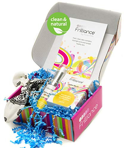 Frilliance Teen Skin & Glow Gift Set Beauty Bundle, Cruelty-Free Hypo-Allergenic Rosy Glow Cream, Primer & Serum, and Bandana
