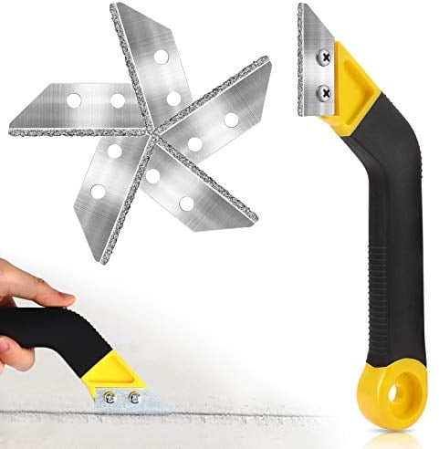6 Pcs Pro Grout Scraping Rake Tool, Grout Clean Remover Tile Grout Hand Saw Angled with 6 Pcs Replacement Accessories for Tile Cleaning (style 1)