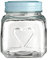 Premier Housewares Stylish Embossed Heart 900Ml Glass Jar With Aqua Blue Lid | Functional Glass Jar For Kitchen Storage | Airtight Lid Glass Jars For Storing Ingredients