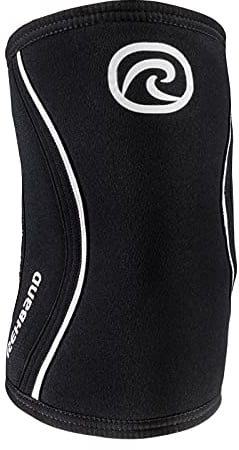 Rehband Ellenbogenbandage aus 5mm SBR/Neopren, Ellenbogen Sleeve für Kraftsport, anatomisches Design, rutschfest & enganliegend für Damen & Herren, Farbe:Schwarz, Größe:L