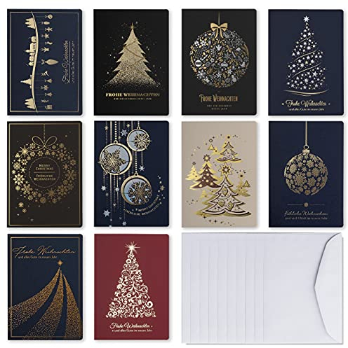 Art Nuvo Weihnachtskarten mit Umschlägen und Einlagen – Set von 10 exclusiven Weihnachtskarten
