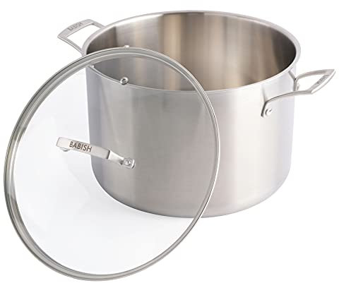 Babish, Olla profesional de acero inoxidable tricapa con tapa, 11,4 litros