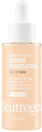 Neutrogena Healthy Skin Sensitive Skin Serum Foundation with Pro-Vitamin B5, Color Correcting & Pore Minimizing Liquid Foundation & Face Serum, Buildable Coverage, Light 01, 1 oz