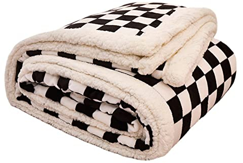 Yinghesheng Sherpa Decke, Flauschige Sherpa Kuscheldecke, Zweiseitige Fleecedecke, super weiche Fleecedecke als Sofadecke, Warm Sofadecke Couchdecke Flauschige Wohndecke,Schwarz,150X200CM