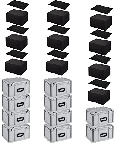 PROREGAL SparSet 10x Eurobox NextGen Portable mit Rasterschaumstoff & Schaumstoffeinlage | HxBxT 23,5x30x40cm | 20 Liter | Eurobehälter, Transportbox, Transportbehälter, Stapelbehälter