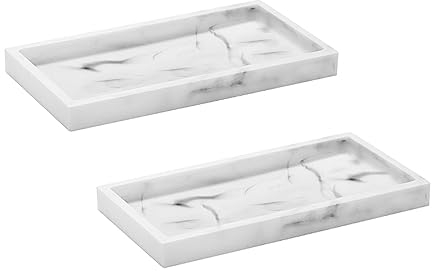 Uyuk 2 Packs Silicone Countertop and Vanity Tray, 7.4” & 7.4” Shatterproof Bathroom Tray, Perfume Candle Key Valet Tray, Bathroom Trays for Counter, Flexible Silicone Soap Tray for Kitchen Sink