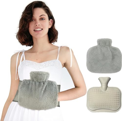 Bouillotte eau Chaude 3 en 1 avec Ceinture, Fythao 1L Bouillotte Peluche avec Housse en Douce, Bouillotte Regles Douloureuses pour Épaule, Dos, Ventre, Taille Chaud, Soulage Douleurs Menstruelles