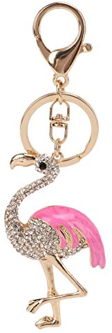 Portachiavi Fenicottero con Ciondolo Decorativo per Auto con Diamanti Rosa per Borsa, Abbellimenti con Paillettes