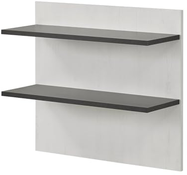Nachttisch Nachtkommode in weiß Pinie und schwarz/anthrazit Nachtkonsole zum Aufhängen Hängeschrank Wandpaneel Wandregal Industrial Design 60 x 54 cm Stove (Nachttisch 3)