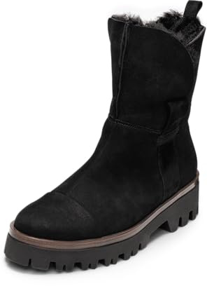 VITAFORM Stiefeletten Damen Gefüttert - Warme Damen Stiefel aus weichem Veloursleder Lammfell-Gefüttert für den Winter schwarz 40