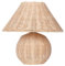 Beliani Tischlampe Keramik Kugelfuß Rattan natürlich Kegelform mit Schalter Boho Cinder