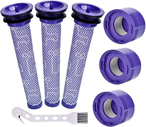 INF Ersatzteile Zubehör für Dyson V6/7/8, DC58 / DC59 / DC61 / DC62, Vor- und Nachfilter 7 Teile, 1 × Bürsten, 3 × Vorfilter, 3 × Nachfilter Blau