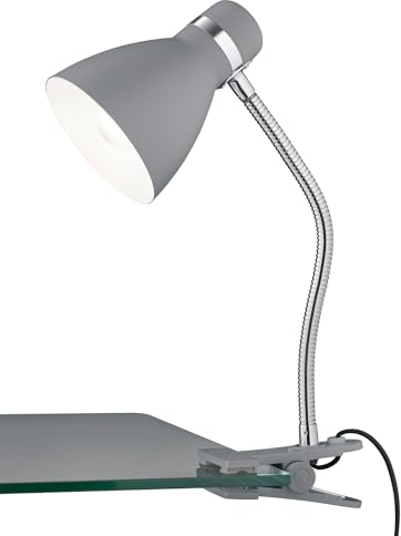 Reality Leuchten Klemmleuchte Harvey R20731287, Metall titanfarbig, exkl. 1x E27, Flexarm