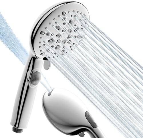 Cobbe Soffione doccia, Soffione doccia a Risparmio d'Acqua con 7 + 2 Tipi di Getto, Aumento della Pressione con Getto Forte per la Pulizia della Vasca, Doccetta con Funzione di Arresto