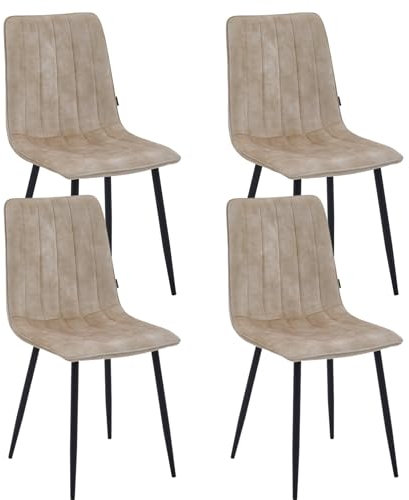 Colenis® - Chaises de Salle à Manger Eline - Lot de 4 - Beige/Adoré Velvet - Chaise de Cuisine - Pieds en métal Stable - Chaise Chambre à Coucher - Chaise Salon