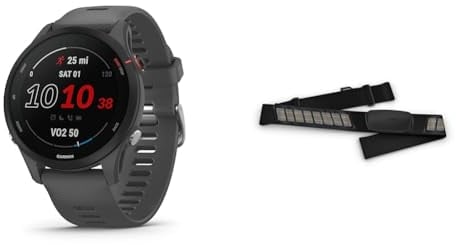 Garmin Forerunner 255, Smartwatch per la corsa, 46mm, GPS multi-band, Cardio, VO2max, Running Power & HRM-Dual, Fascia cardio, Bluetooth e ANT+, HRV, Autonomia fino a 3,5 anni