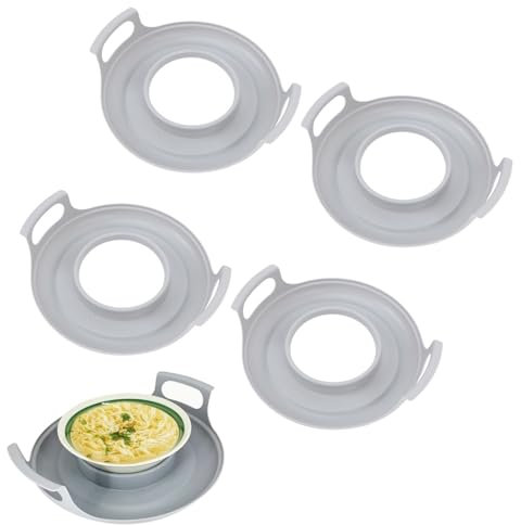 Plato Frío para Microondas, Carrito para Microondas con Asas, 4 Piezas, Bandeja de Transporte Fría para Microondas, Soporte para Cuenco de Microondas, Bandeja de Transporte Fría