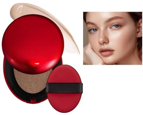 Cushion Foundation Leichte Textur, halbmattes Finish 72 Stunden lang tragbar, aufbaubare Deckkraft, Sonnenschutz, wasserfest, klares Make-up Red+Shell+Air konzentriert sich darauf,18g