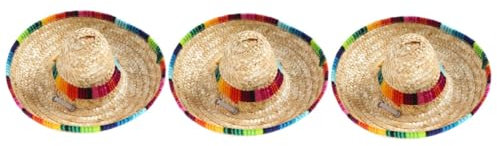 COLLBATH Lot De 3 Chapeaux en Matériau Naturel Réglables Design en Corde Élégants Sombrero pour Chiens Et Chats