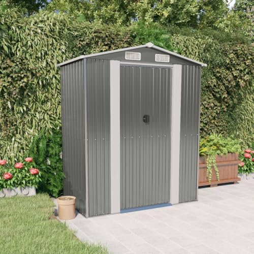 Gartenhaus Hellgrau 192x108x223cm Stahl verzinkt