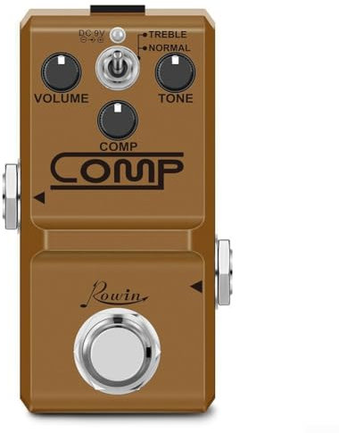 Rowin Compressor Box Pedal for Guitar, Smooth and Sustained Sound, Two Modes, Compact Size,