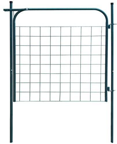 Gartentür aus Metall, Gartentor für Stabmattenzau Zauntor, Hoftor, mit Pfosten, Garten Flügeltore Gartenzaun, 100x100 cm Grün