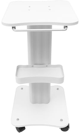 TESUGN Chariot de beauté pour salon de beauté, chariot médical portable avec compartiment de rangement, chariot de travail en ABS pour coiffeur, salon de beauté, spa, blanc