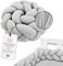 Totsy Baby Kuschelkissen Musselin Kinder Kissen Deko 150 cm - flauschig Dekokissen Kinderzimmer Kinderkissen Zierkissen geflochten Grau Musselin