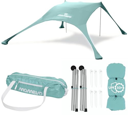 MOMEVO Sunsail Tenda da Spiaggia UPF50+ – Parasole ideale per mare e campeggio (fino a 4 persone, acqua)