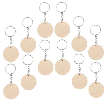 QUMIIRITY Porte-clé Bois Rond à Personnaliser Kit Avec Disques Bois Non Et Anneaux Inoxydable Pour Décorations Et Artisanaux